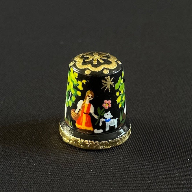 Alyonushka Thimble - Hand-Painted Wooden Fairy Tale Thimble