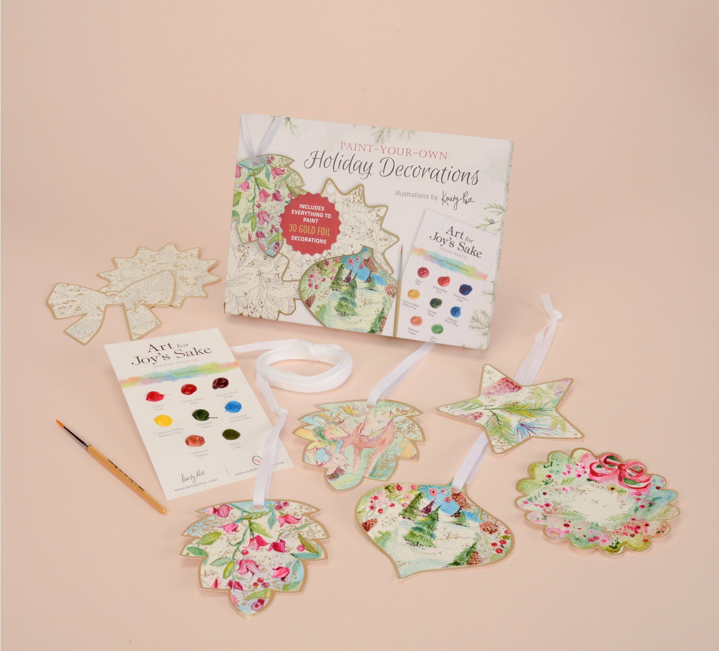 30 Winter Holiday Ornaments - Watercolor Painting Kit