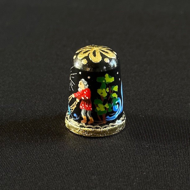 Gold Fish Thimble - Hand-Painted Wooden Fairy Tale Thimble