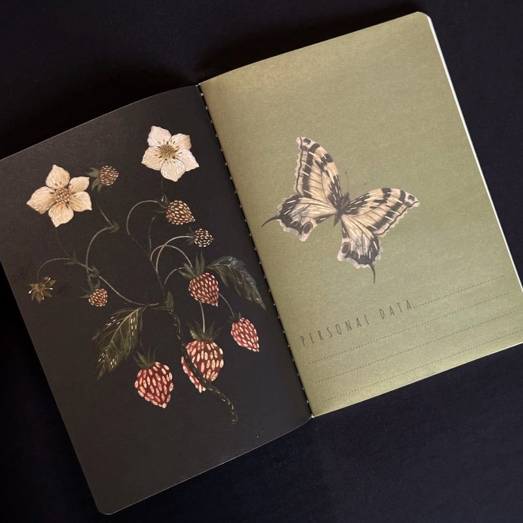 Dark Floral Supple Notebook - Softcover Journal