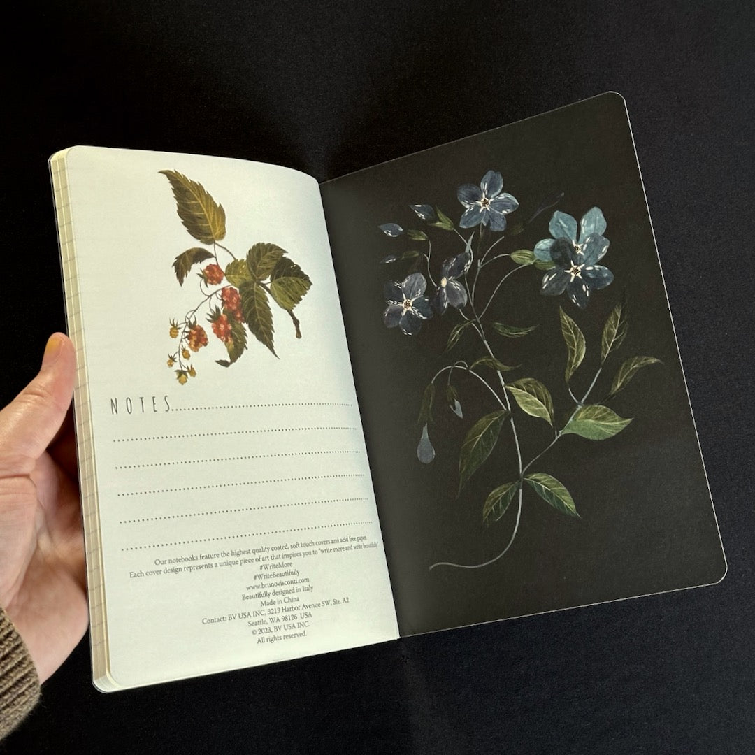 Dark Floral Supple Notebook - Softcover Journal