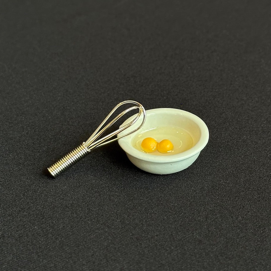 Mini Mixing Bowl - Tiny Bowl with Eggs and Whisk