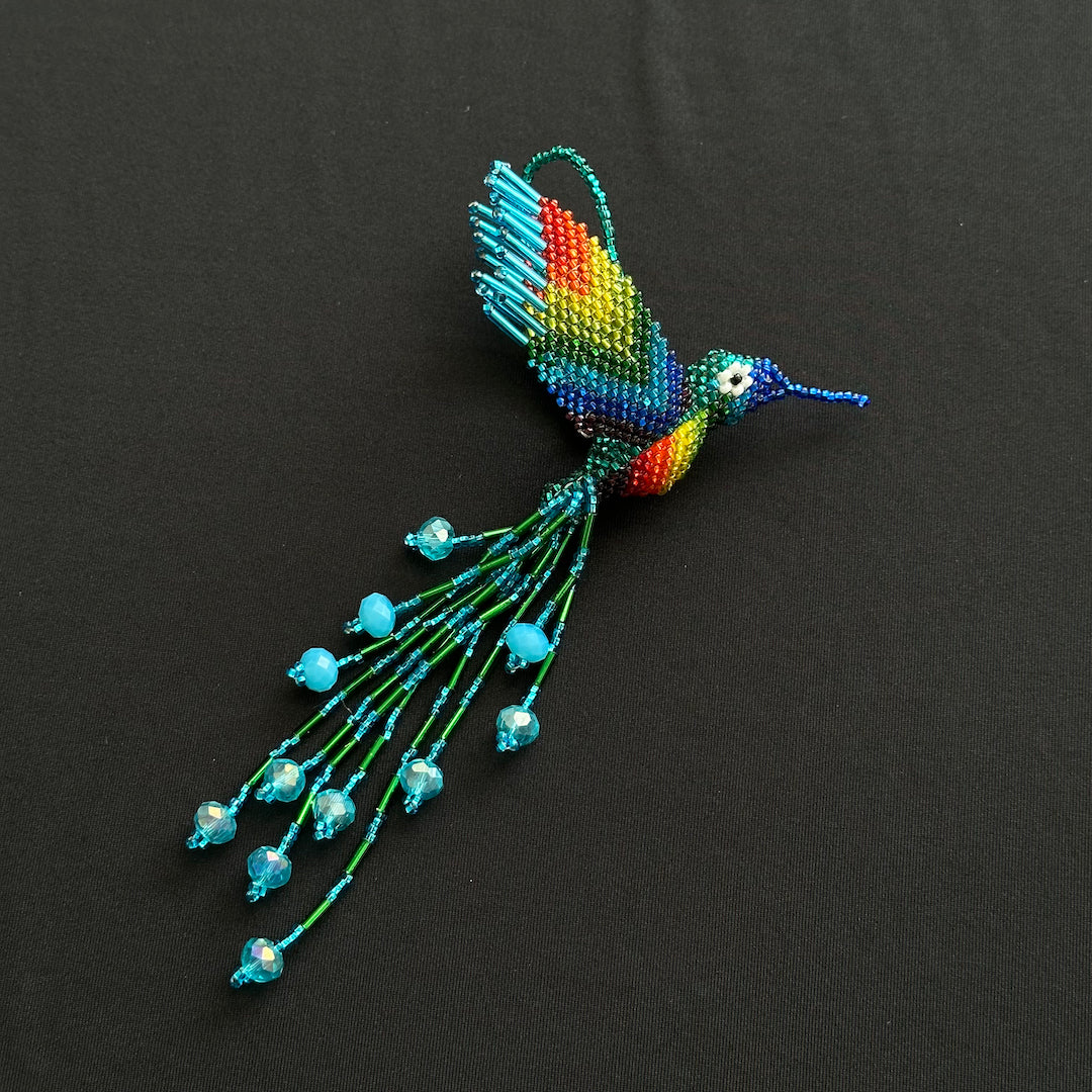 Hummingbird Charm - Hand-Beaded Ornament