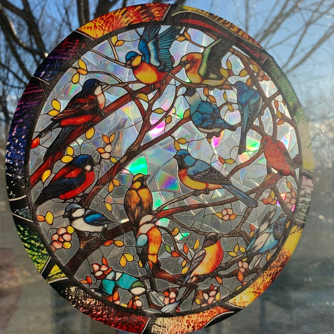 Birds and Rainbows - Prismatic Window-Cling Suncatcher