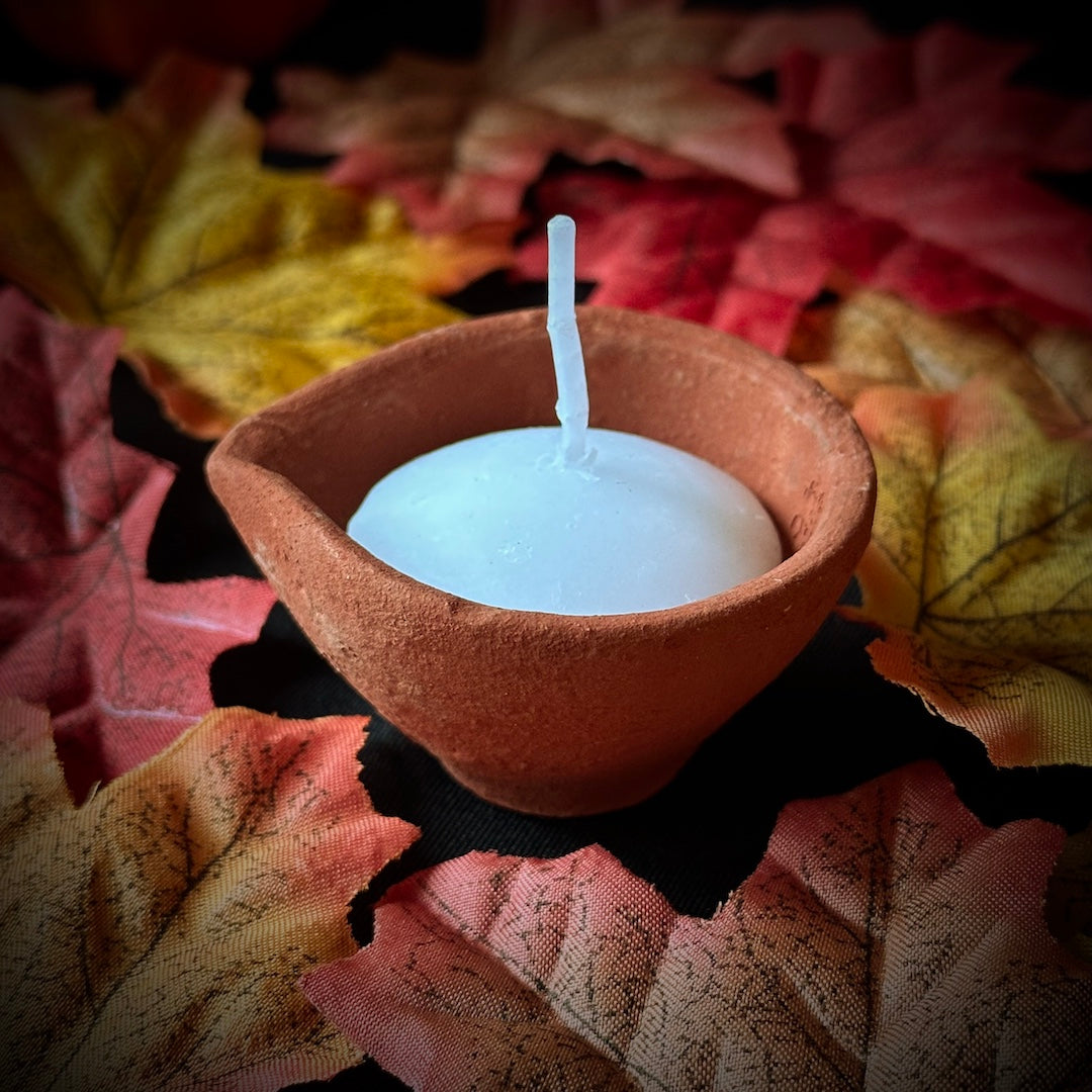 Clay Lamp and Candle