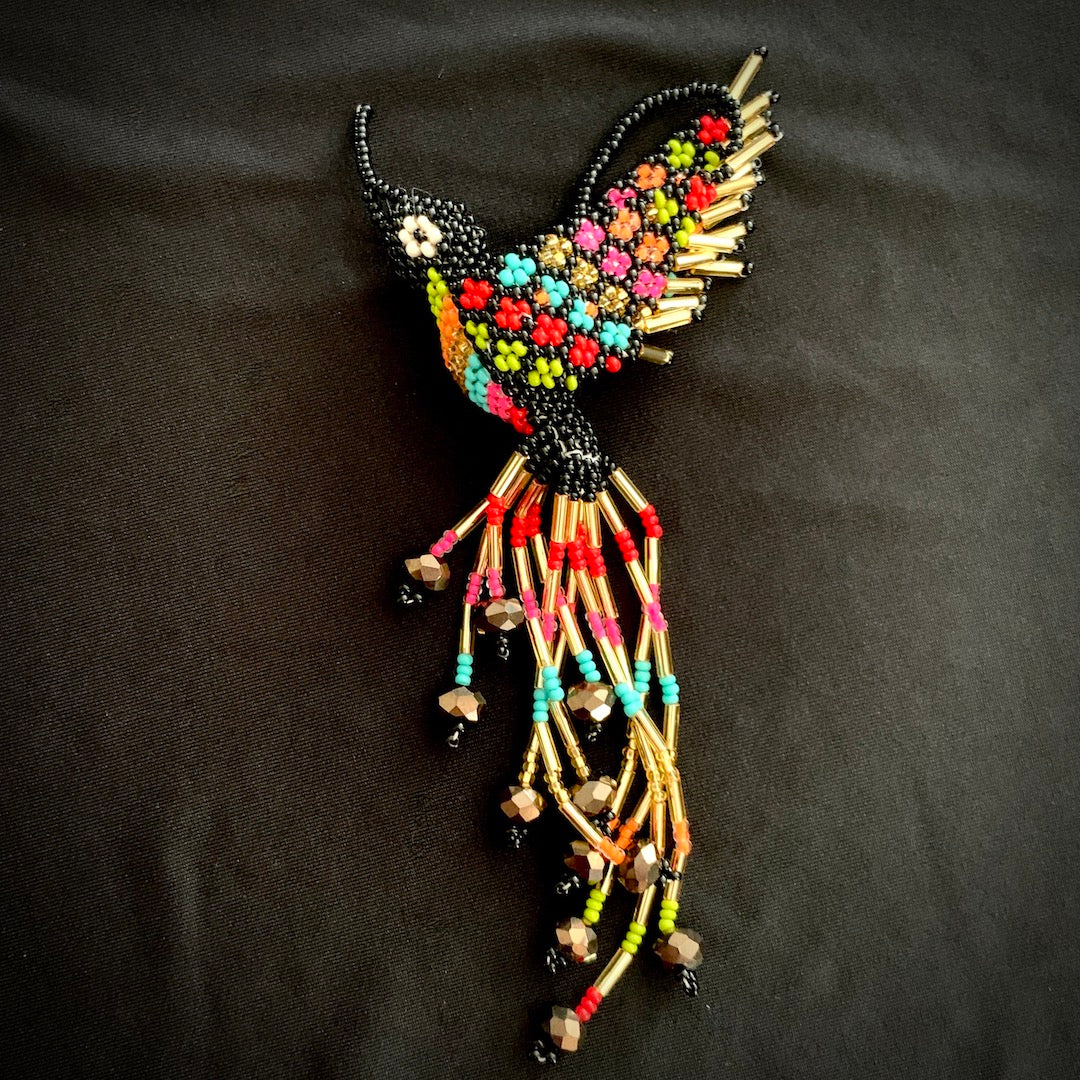 Hummingbird Charm - Hand-Beaded Ornament