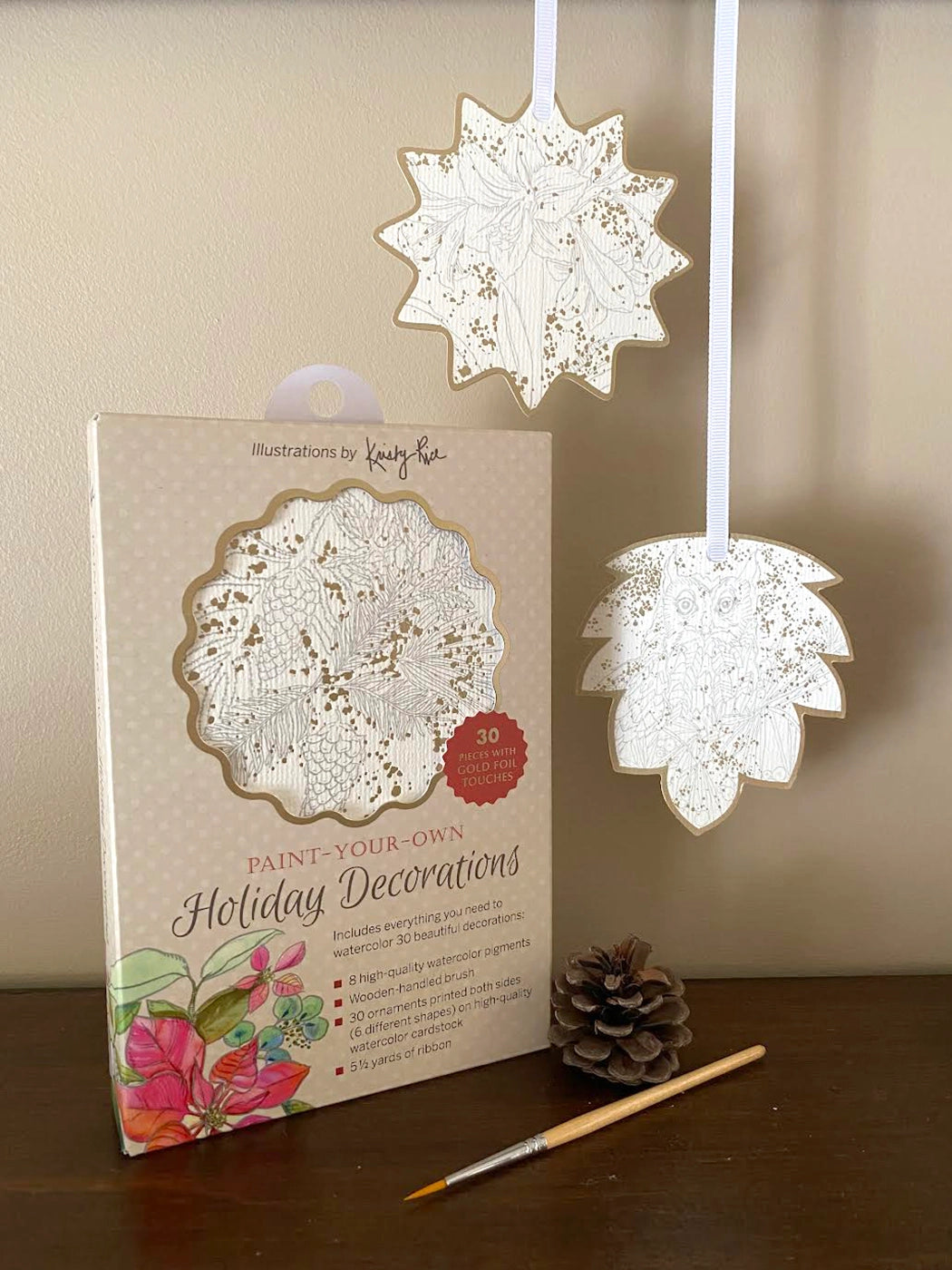 30 Winter Holiday Ornaments - Watercolor Painting Kit