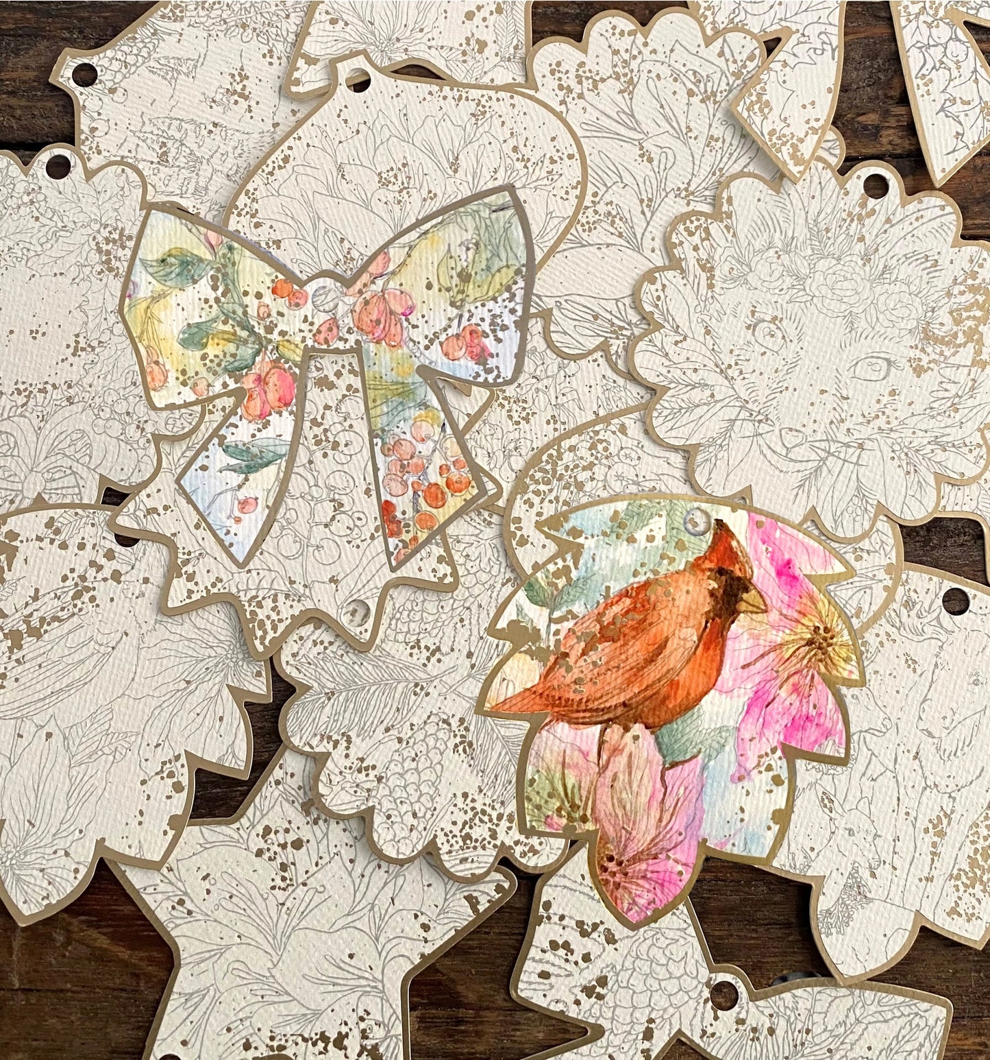 30 Winter Holiday Ornaments - Watercolor Painting Kit