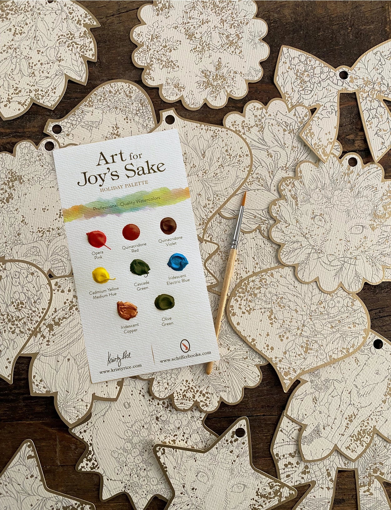 30 Winter Holiday Ornaments - Watercolor Painting Kit