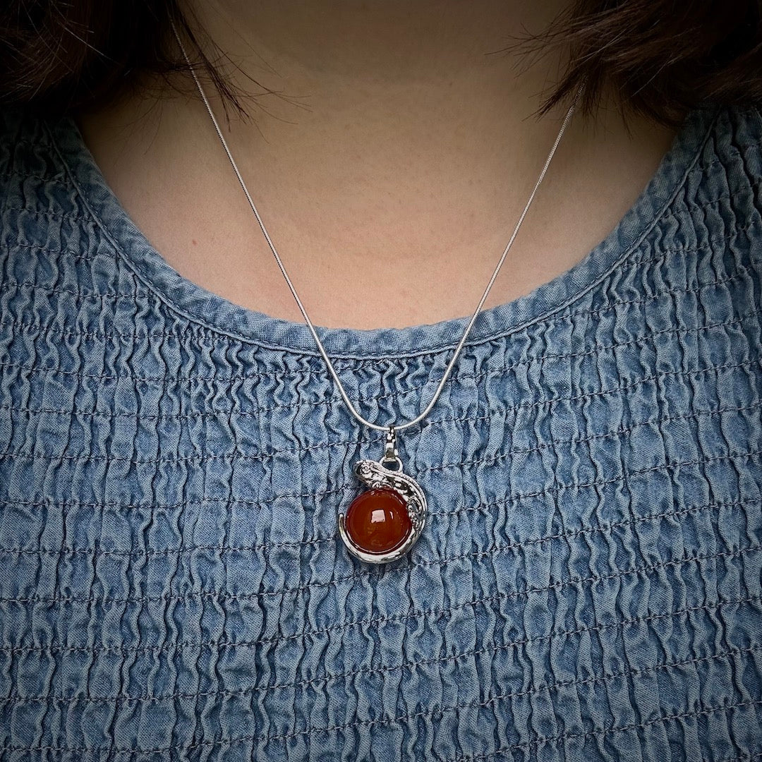 Rain-Charming Salamander - Carnelian Fidget Pendant