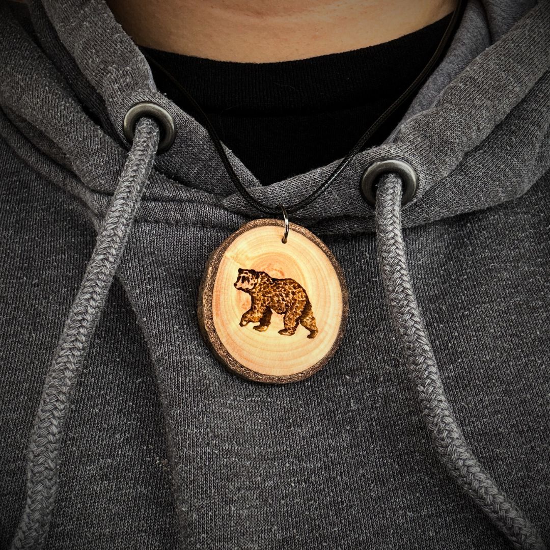 Bear Talisman – Engraved Wooden Pendant