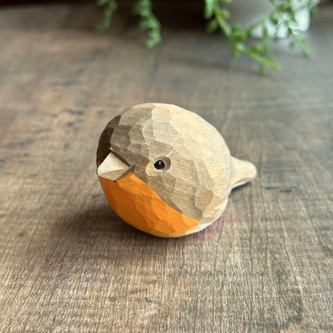 Bright-Eyed Robin - Hand-Carved Wooden Figure