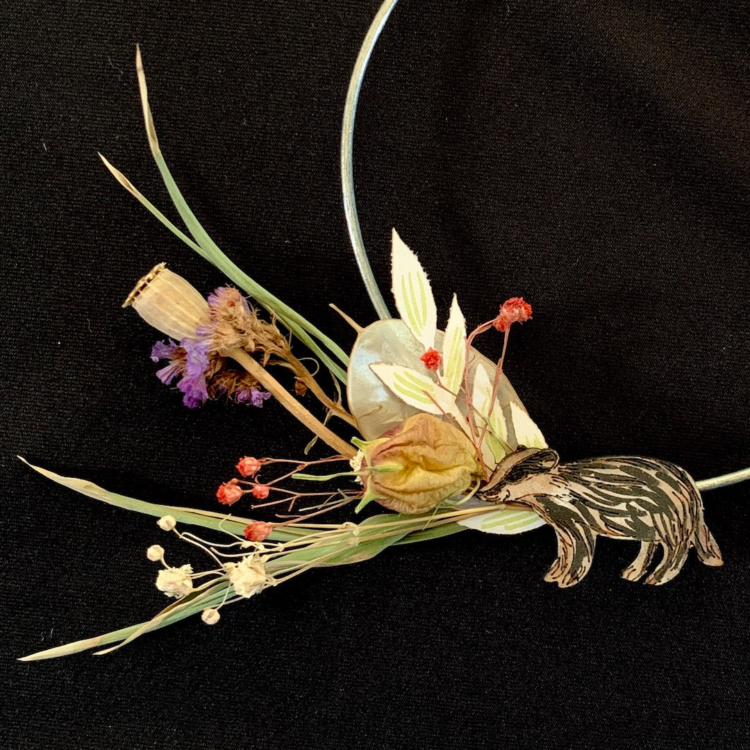 Badger Wreath with Botanical Elements