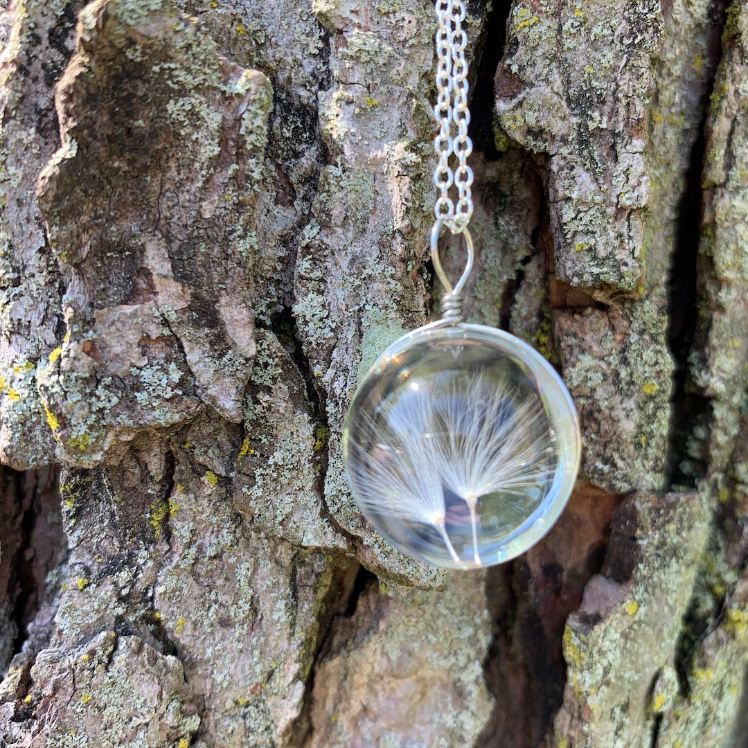Wish Charm - Dandelion Seed Glass Pendant Necklace
