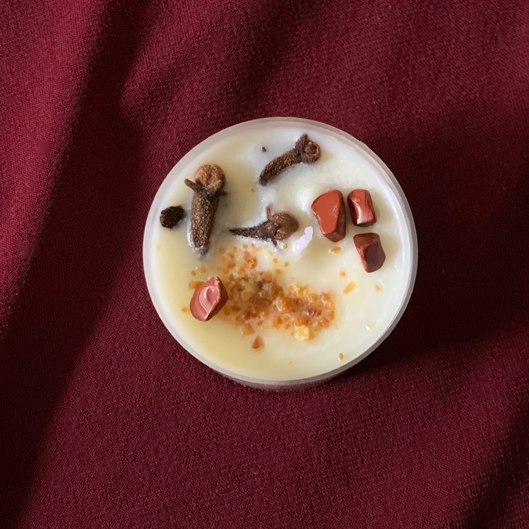 Quickened Candle - Cloves, Orange, and Red Jasper