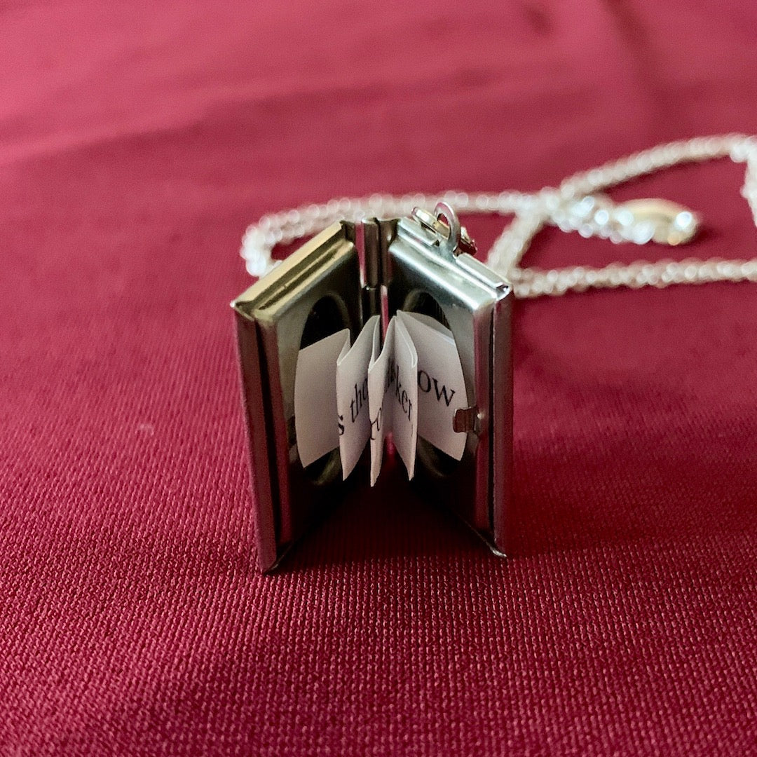 Book Locket - Owl Necklace with Tiny Pages