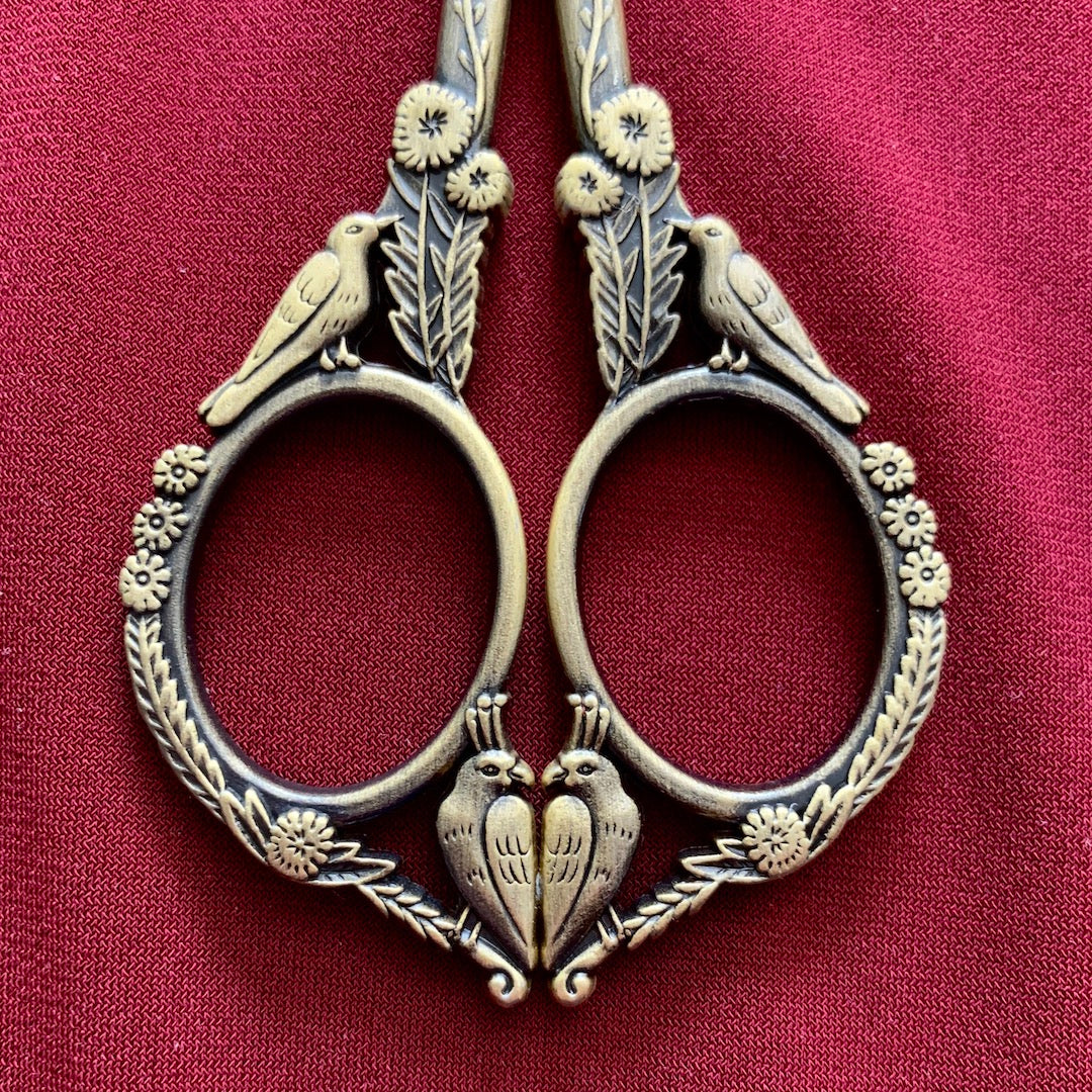 Ornate Scissors - Vintage Birds and Flowers