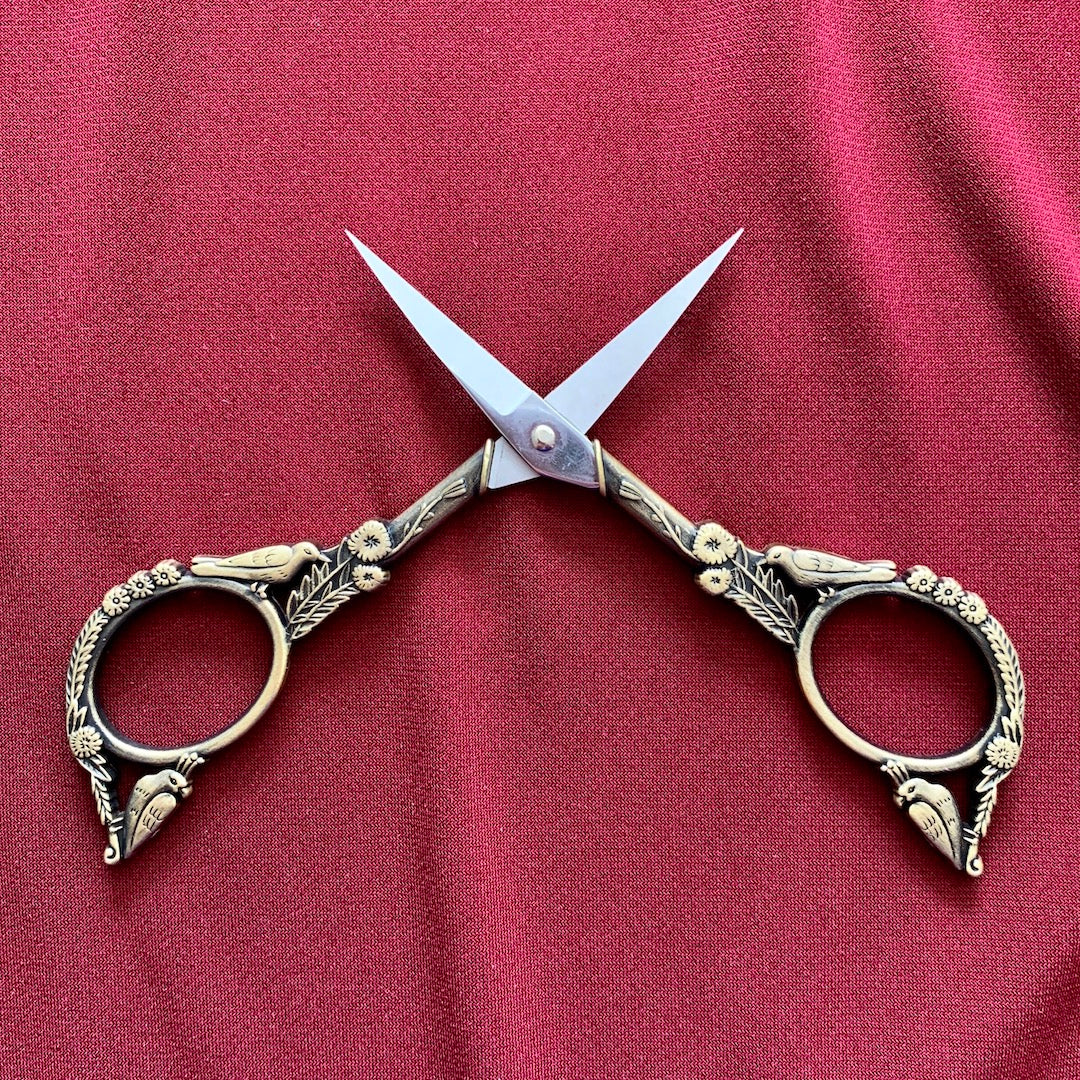 Ornate Scissors - Vintage Birds and Flowers