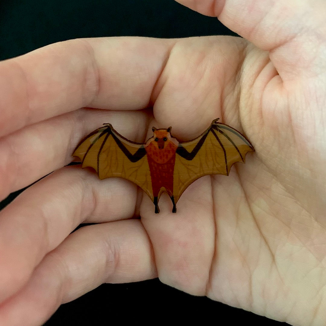 Flying Fox Bat Brooch