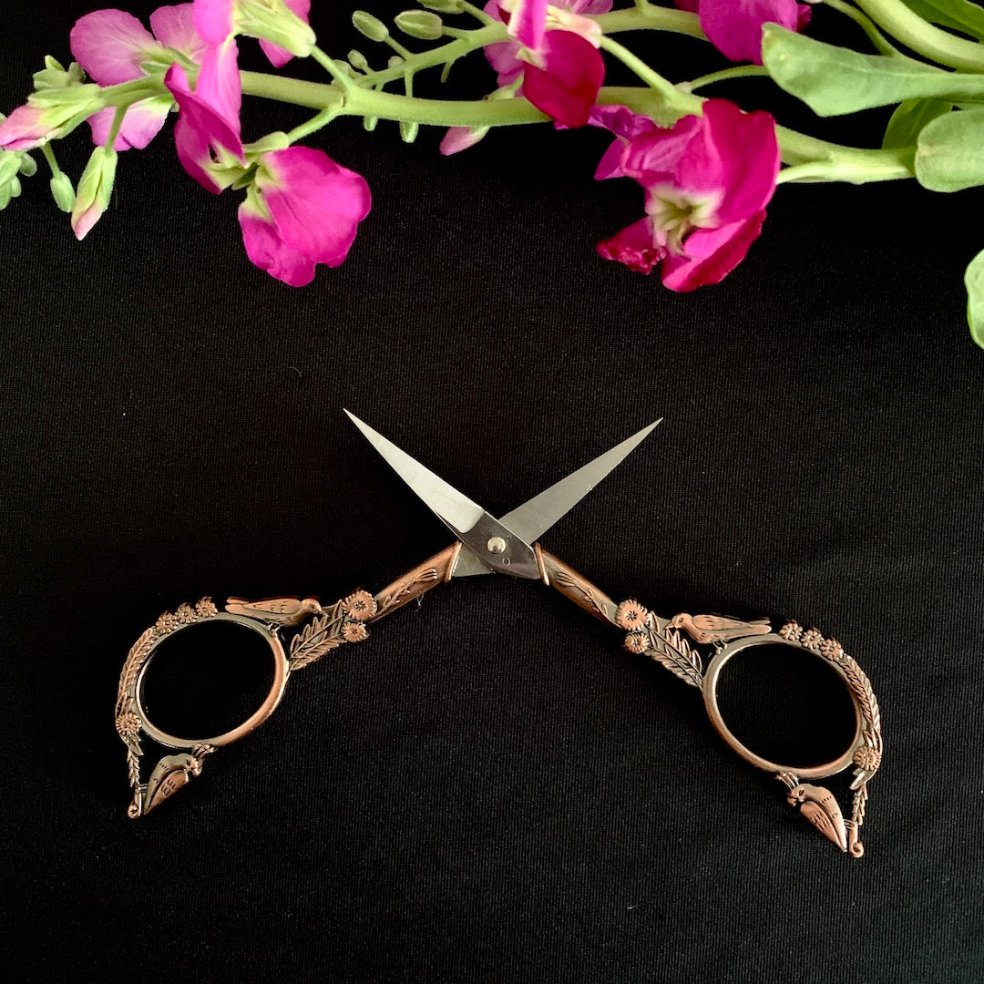 Ornate Scissors - Vintage Birds and Flowers