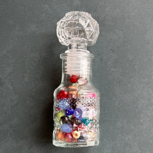 Glass Decanter With Beads - Decorative Bottle