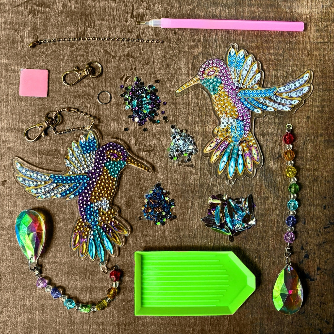 Glittering Supplies - Rhinestoned Hummingbird Ornament Kit