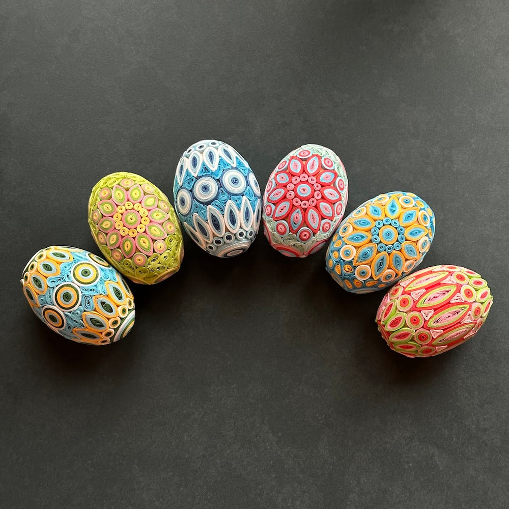 Patterned Egg - Handmade Paper Filigree on Wood