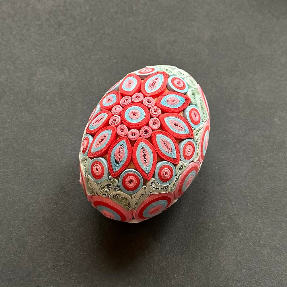 Patterned Egg - Handmade Paper Filigree on Wood