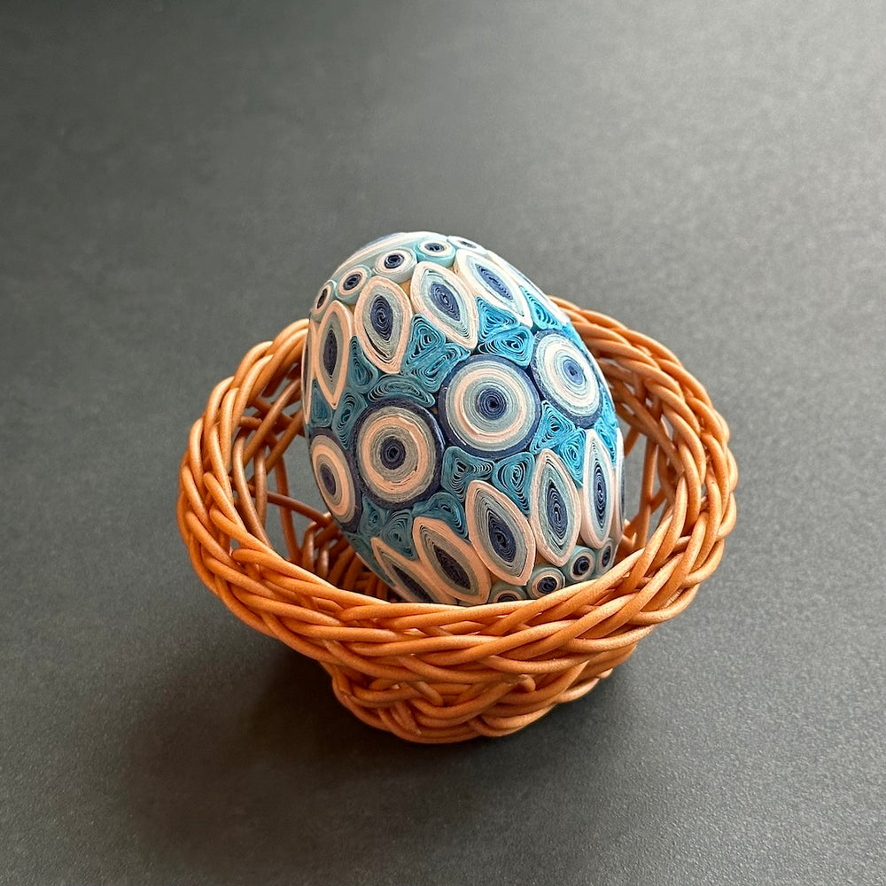 Patterned Egg - Handmade Paper Filigree on Wood