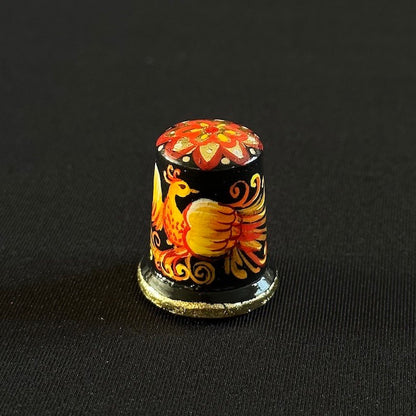 Fire Bird Thimble - Hand-Painted Wooden Fairy Tale Thimble