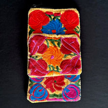 Load image into Gallery viewer, Embroidered Velvet Pouch - Floral Coin Purse
