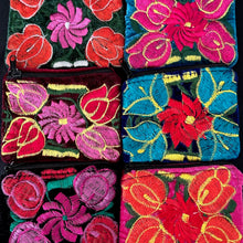 Load image into Gallery viewer, Embroidered Velvet Pouch - Floral Coin Purse
