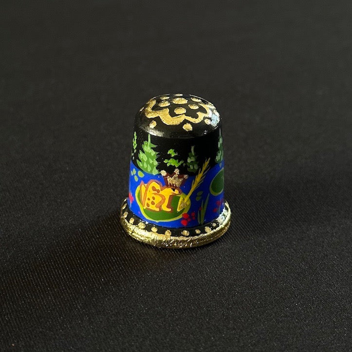 Frog Princess Thimble - Hand-Painted Wooden Fairy Tale Thimble