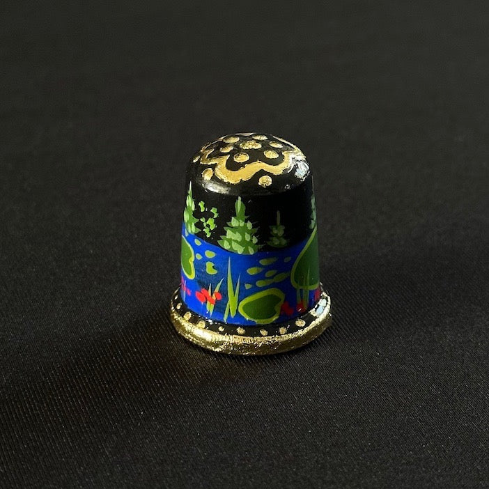Frog Princess Thimble - Hand-Painted Wooden Fairy Tale Thimble