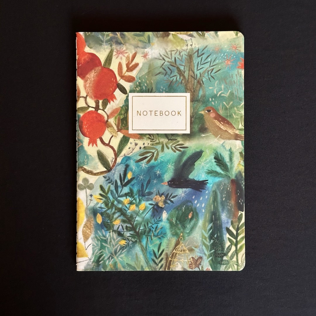 Bird Journal Notebook Birds and Pomegranates Supple Notebook - Softcover Journal – Birdmoss