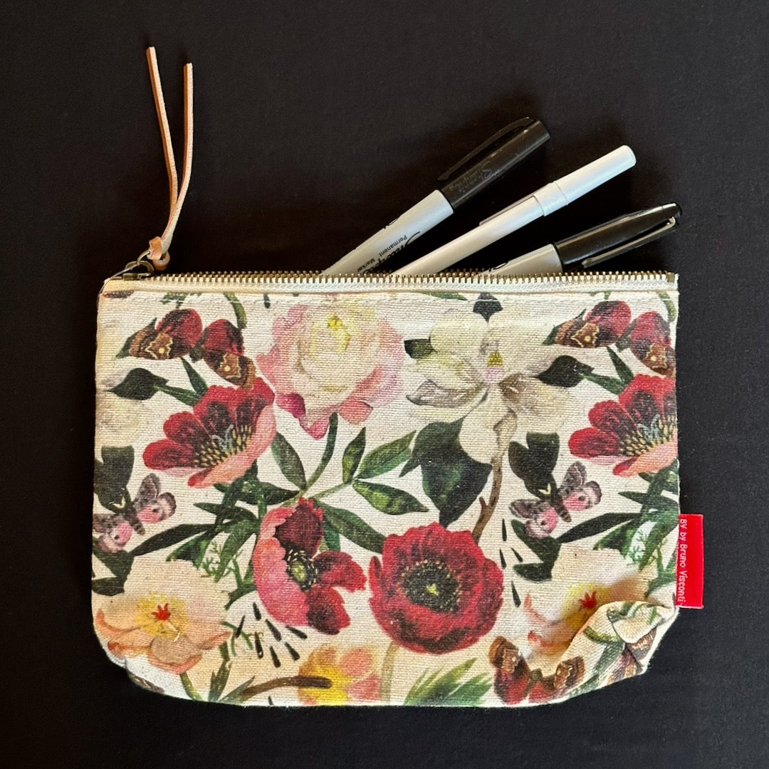 Flower Garden Pouch - Zippered Bag