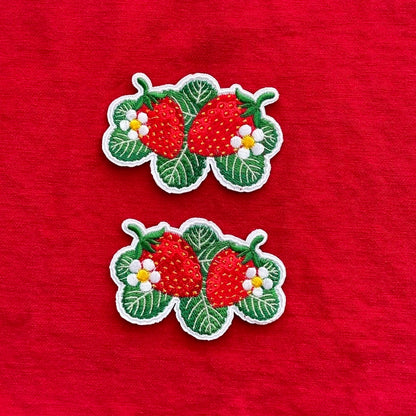 Embroidered Strawberries - Iron-On Patches