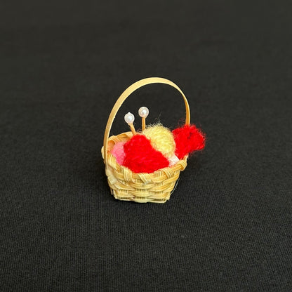 Knitting Basket Mini - Wicker Basket with Yarn and Knitting Needles