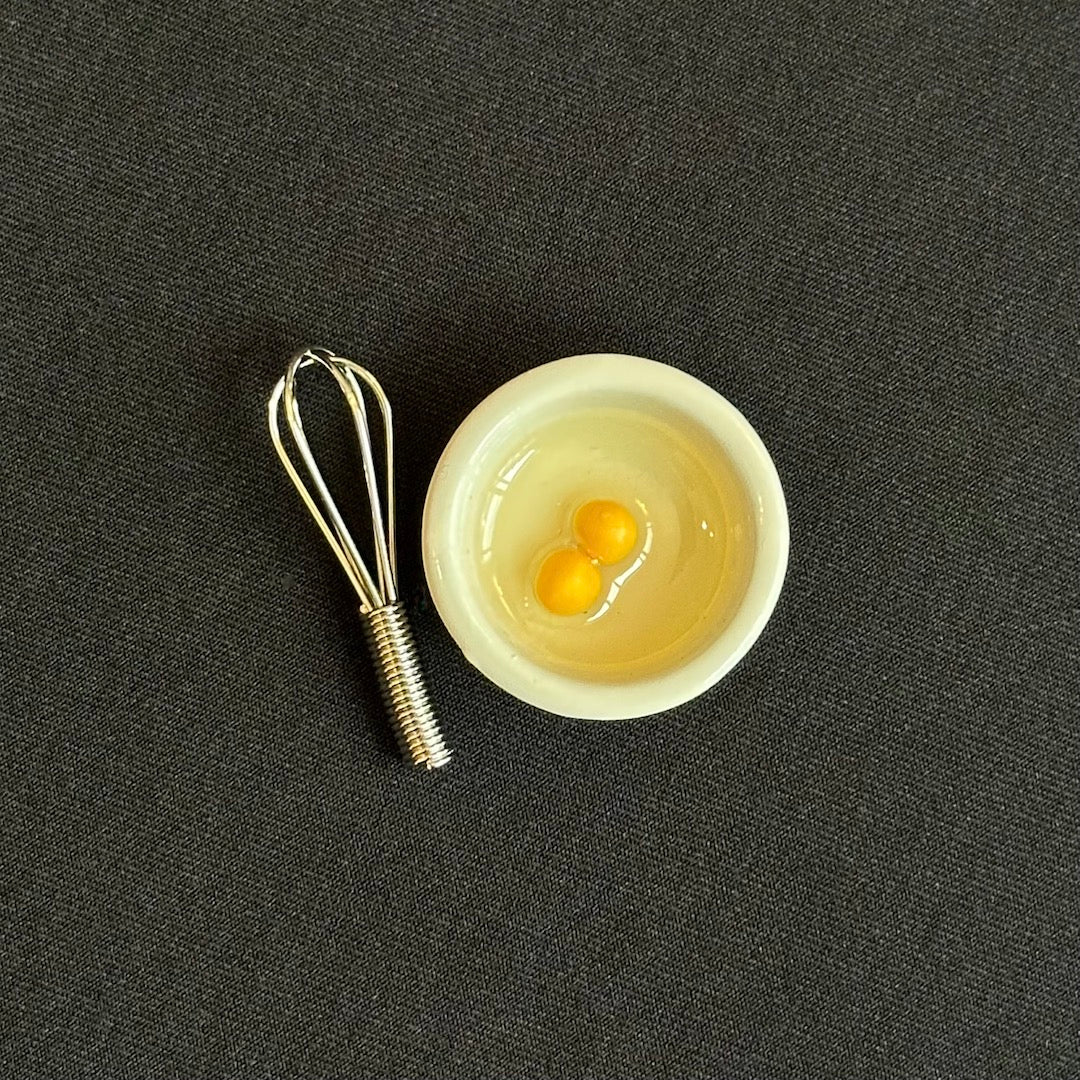 Mini Mixing Bowl - Tiny Bowl with Eggs and Whisk