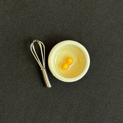 Mini Mixing Bowl - Tiny Bowl with Eggs and Whisk