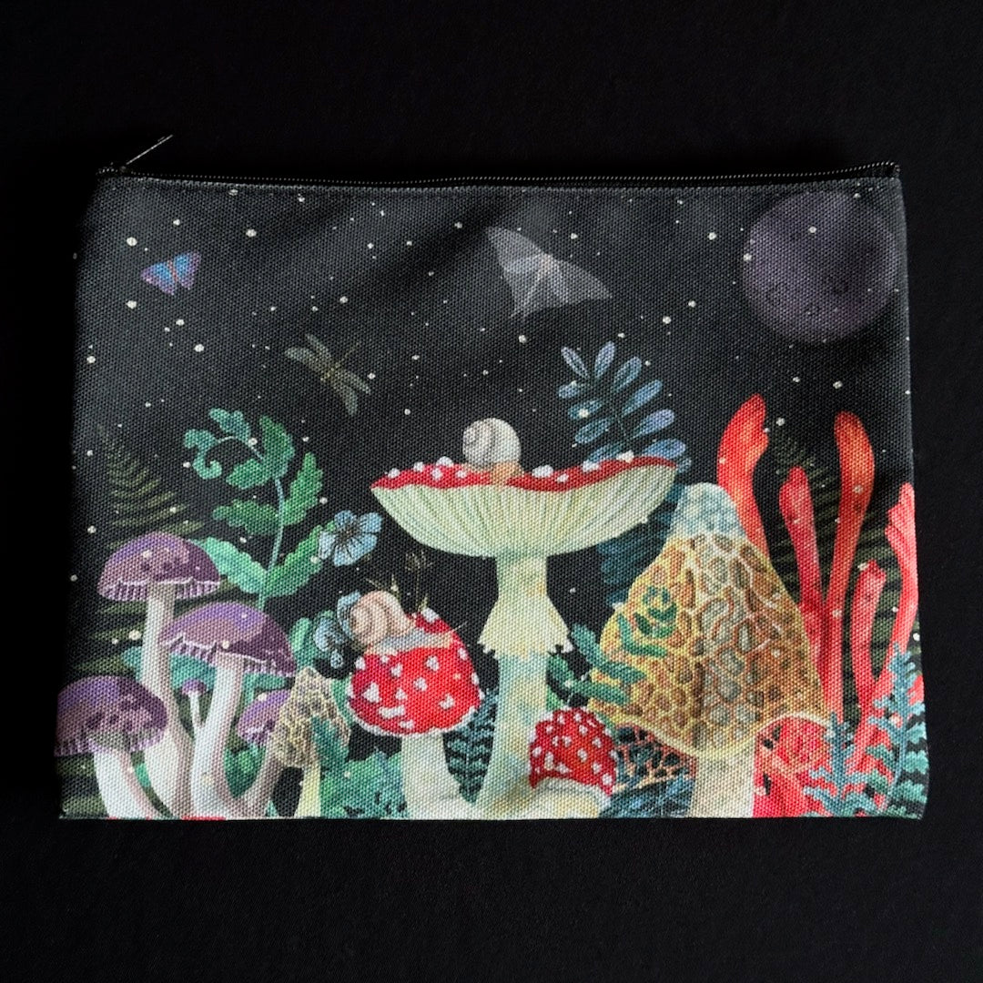 Mushrooms Beneath the Moon - Canvas Pouch