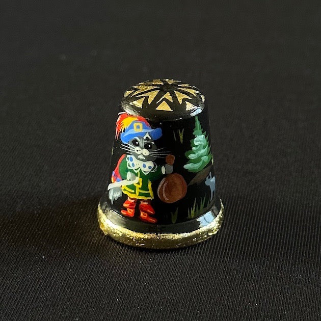 Puss-in-Boots Thimble - Hand-Painted Wooden Fairy Tale Thimble
