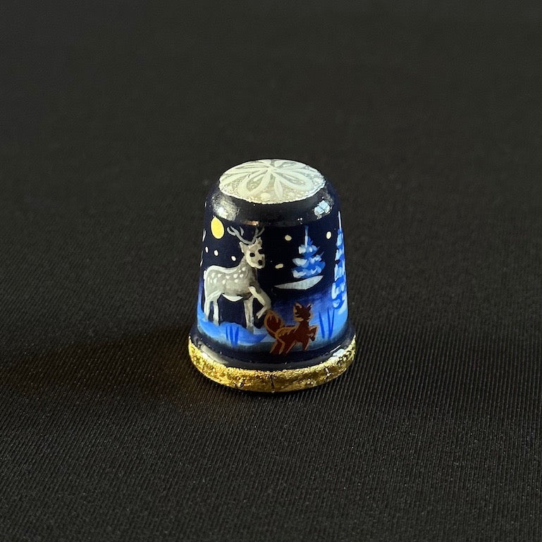 Silver Hoof Thimble - Hand-Painted Wooden Fairy Tale Thimble