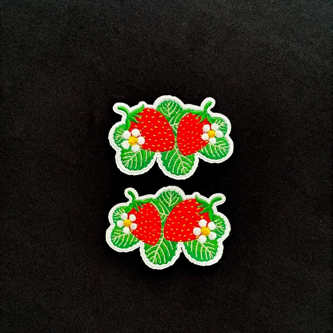 Embroidered Strawberries - Iron-On Patches