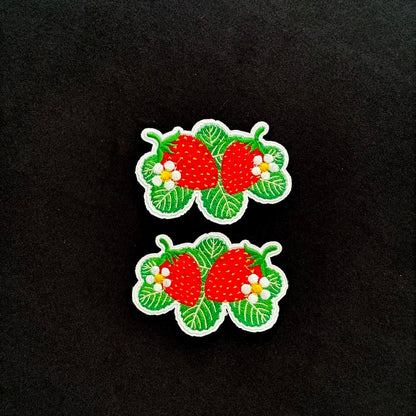 Embroidered Strawberries - Iron-On Patches