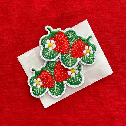 Embroidered Strawberries - Iron-On Patches