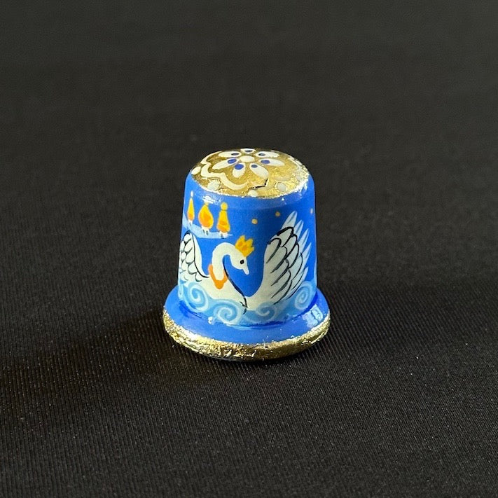 Swan Princess Thimble - Hand-Painted Wooden Fairy Tale Thimble