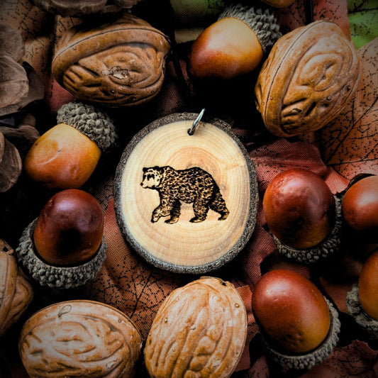Bear Talisman – Engraved Wooden Pendant
