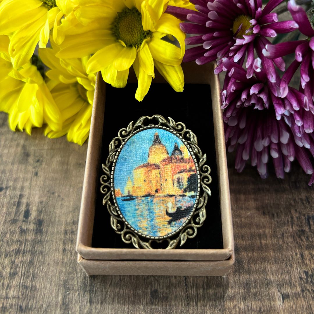 Painting of the City of Canals - Miniature Framed Art Brooch