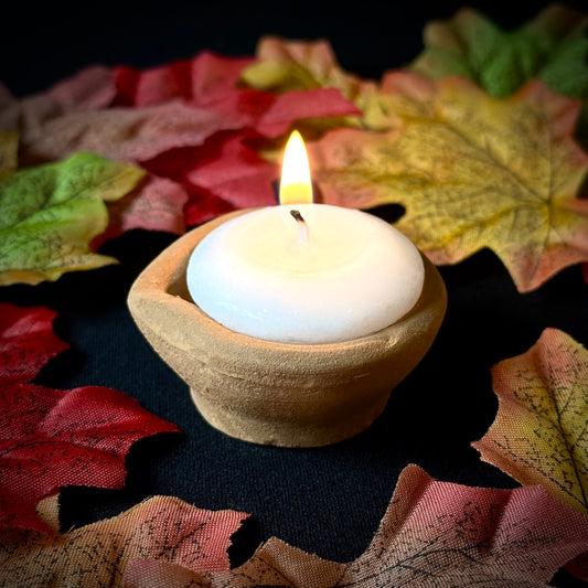 Clay Lamp and Candle